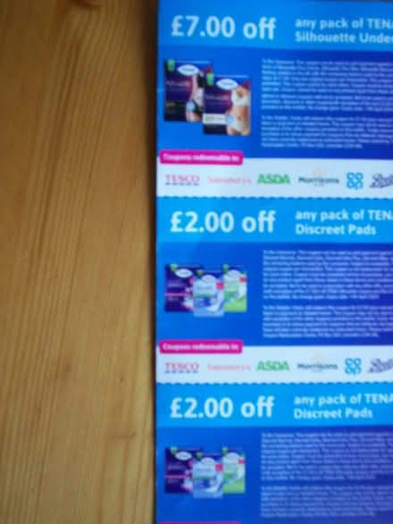 Photo of free Tena pads vouchers (worth £11) (Sprowston NR7) #1