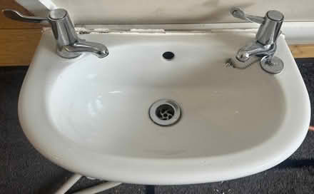 Photo of free Small cloakroom sink, waste and 2 taps (Whitenap SO51) #1