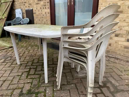 Photo of free White garden table and 4 chairs (Sittingbourne) #1