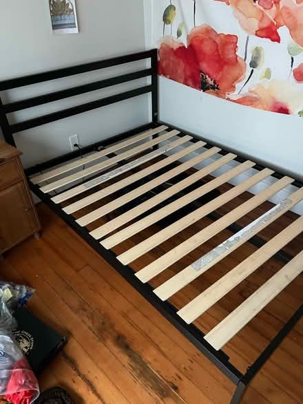 Photo of free Full black metal bed frame (West Oakland) #2