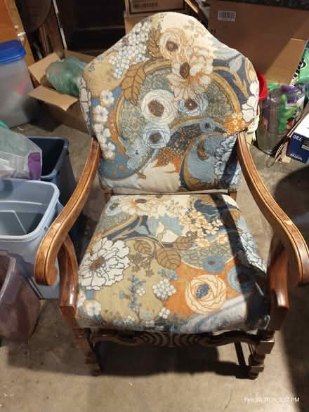 Photo of free blue upholstered chair (Everett, WA near Silver Lake) #1