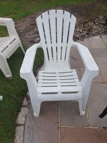 Photo of free 4 white garden chairs (Burgess Hill RH15) #1