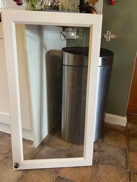 Photo of free Kitchen cabinet doors x2 with bevelled glass. (Witherslack LA11) #1