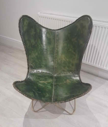 Photo of free Green leather chair with gold frame (Hornby LA2) #1
