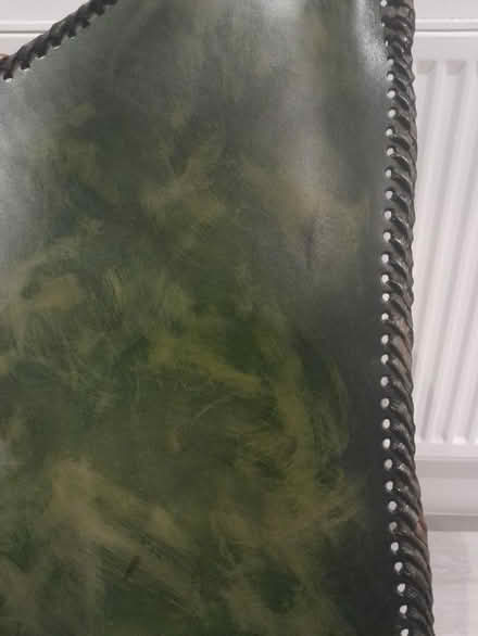 Photo of free Green leather chair with gold frame (Hornby LA2) #3