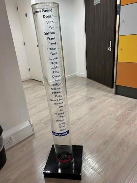 Photo of free Large Plastic Money Measuring Cylinder (Covent Garden WC2B) #1