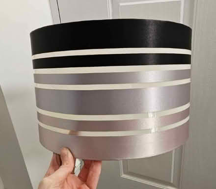 Photo of free Pair Striped (Black, Pink, Lilac Metallic) Light Lamp Shades (Kempston MK42) #2