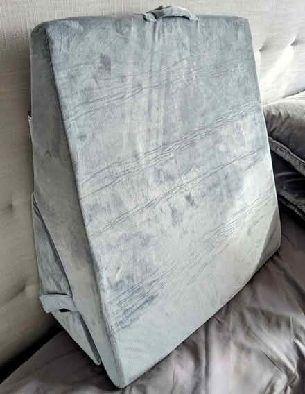 Photo of free Grey velvet wedge cushion for propping up in bed - (Chalkwell SS9) #1