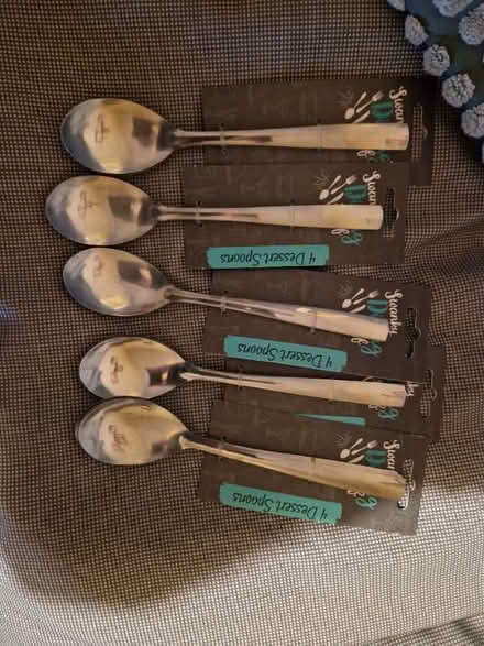 Photo of free 5 sets of 4 (20 in total) metal dessert spoons. (Linslade LU7) #1