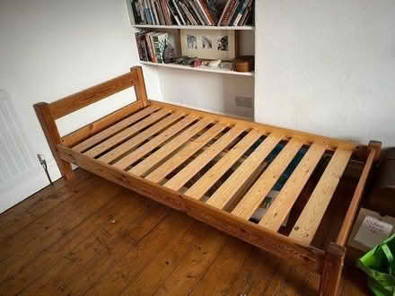 Photo of free Single bed, pine (& mattress) (Freehold Lancaster) #2