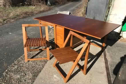 Photo of free Pine Drop leaf table and chairs (Malling, lewes) #1