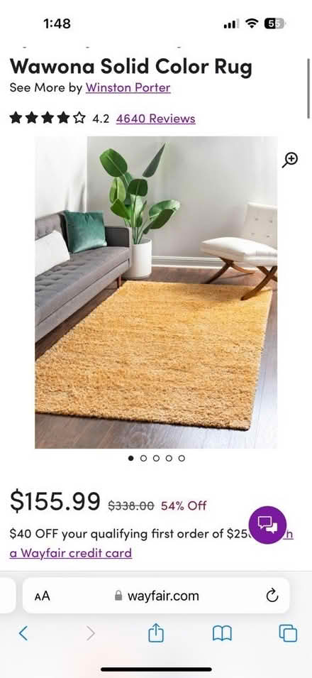 Photo of free 7 x 10 yellow rug (Renton) #1