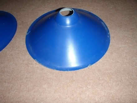 Photo of free Three blue metal lampshades (Great Salkeld CA11) #3