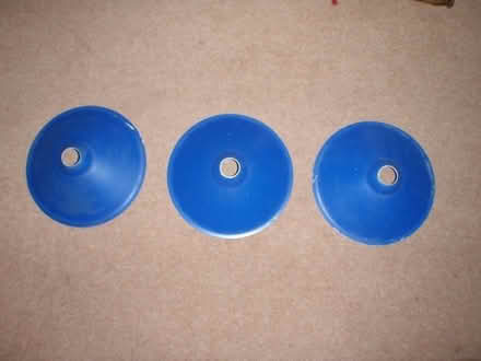 Photo of free Three blue metal lampshades (Great Salkeld CA11) #1