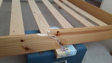 Photo of free Double Solid pine bed frame - damaged (Kilborn Rd area, Wboro NN8) #3