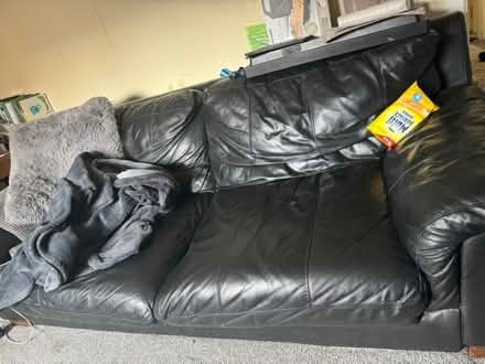 Photo of free black leather sofa (N1) #1