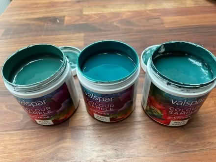 Photo of free Dark green emulsion paint pot samples x3 (Cyncoed CF23) #1