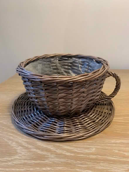 Photo of free Wicker Tea Cup Plant Holder (Sevenoaks) #2