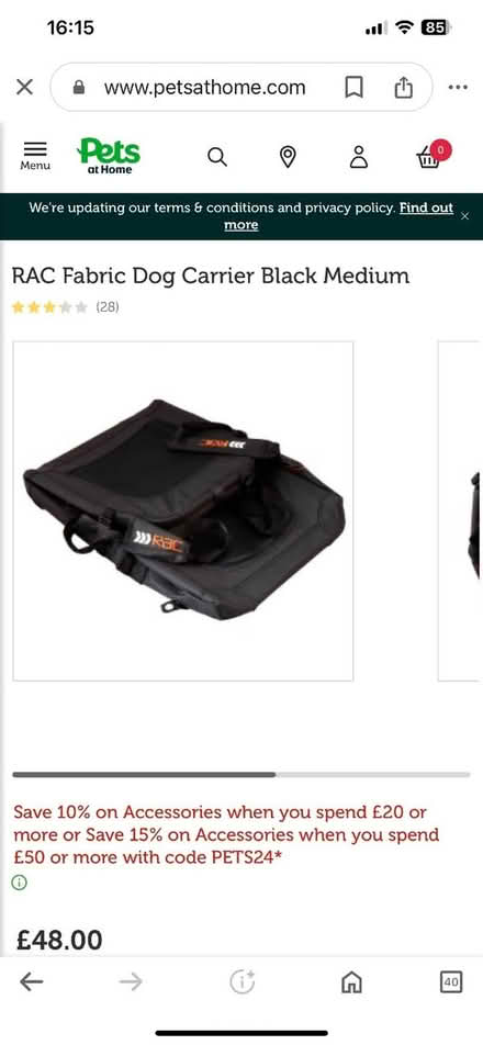 Photo of free Large Dog Fabric Travel Cage (Cassiobury WD17) #1