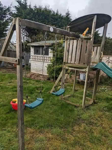 Photo of free Kids’ wooden playground with swings and slide (Harley Shute TN38) #3