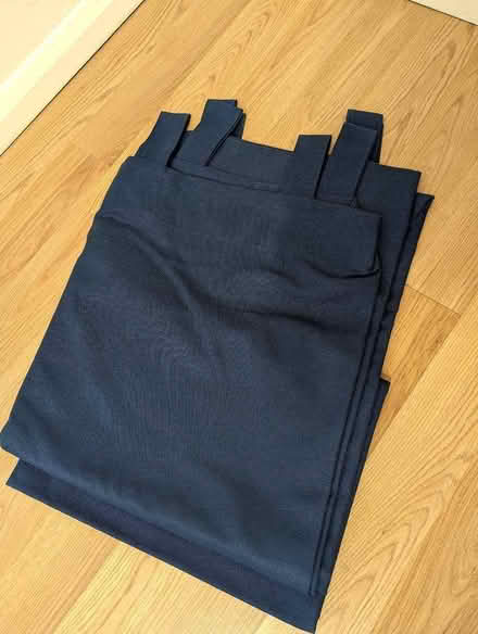 Photo of free Pair of navy blue tab-top curtains (Kennington OX1) #1