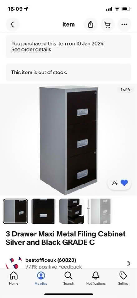 Photo of free 3 draw filing cabinet (Ramsden Heath) #1