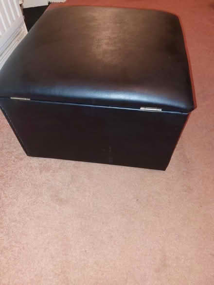 Photo of free Black leather storage footstool (Stenalees) #1