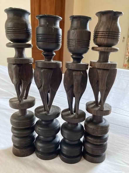 Photo of free 4 wooden carved elephant candle holders (Brox KT16) #1