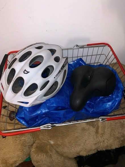 Photo of free Bicycle helmet and seat (Hackney central) #1