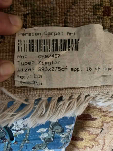 Photo of free Very large heavy Persian Ziegler rug (Christleton CH3) #3