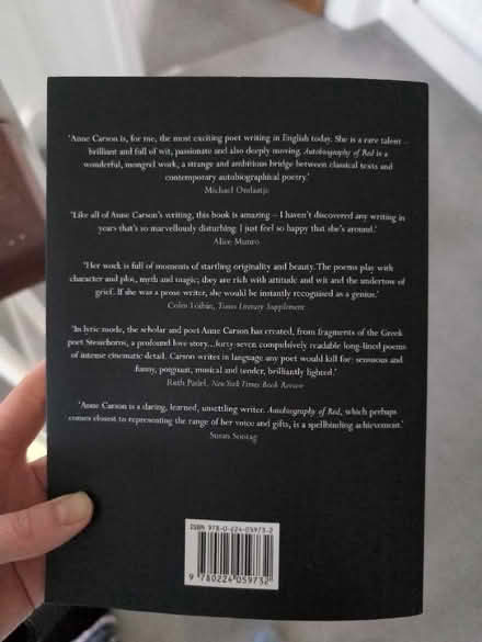 Photo of free Poetry book Anne Carson Autobiography of Red (Boxted CO4) #1