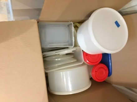 Photo of free Large box of used tupperware/plastic boxes (Motherby CA11) #1