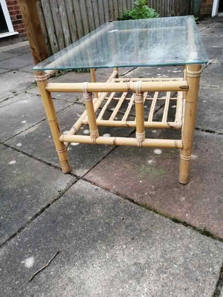 Photo of free Glass-topped bamboo coffee table (Heartsease NR7) #3