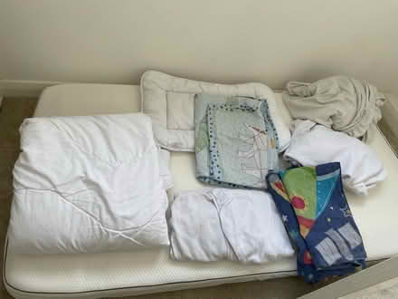 Photo of free Cotbed mattress, duvet and bedding (Lightwater) #1