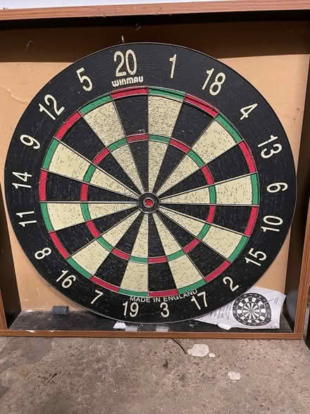 Photo of free Dart board in wooden case (used) (Sidcup DA15) #1