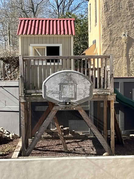Photo of free Basketball hoop + mounting bracket (NW DC - Crestwood 20011) #1