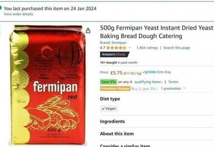 Photo of free fermipan yeast (St Leonards TN38) #1