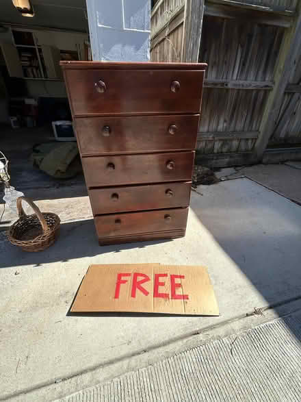 Photo of free Five drawer dresser and dishes (NW DC Friendship/Chevy Chase) #1