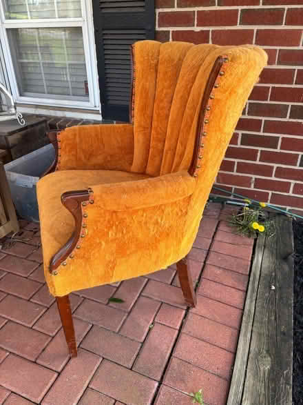 Photo of free Upholstered wooden armchair (Old Ellicott City) #3