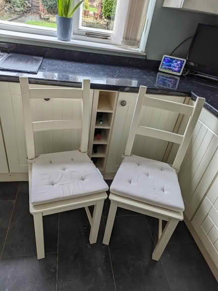 Photo of free Two solid pine chairs with cushions (Heaton Park M25) #2