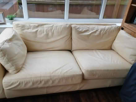 Photo of free Cream leather sofa (Wymondham Nr18) #1