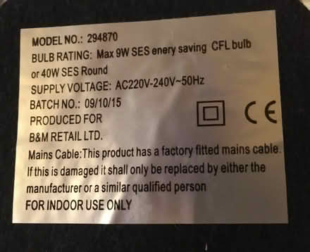Photo of free Bedside/table lamp (Scotton HG5) #2