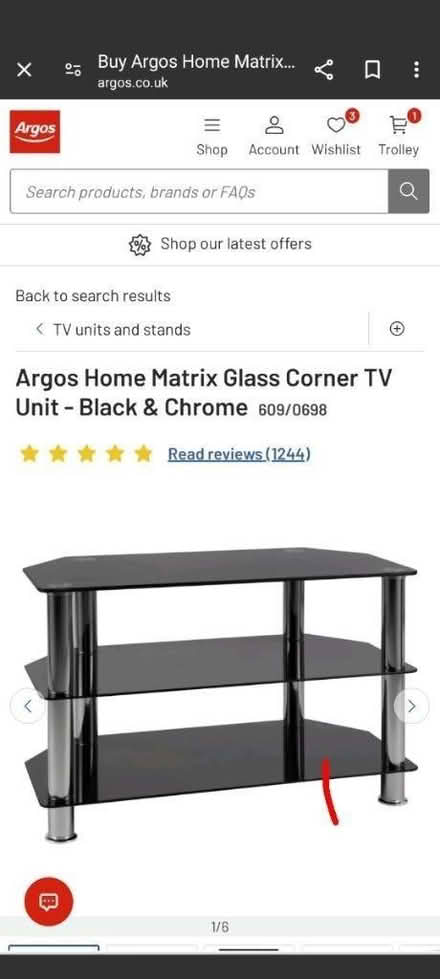 Photo of free Large heavy glass TV stand (Shipley BD18) #1