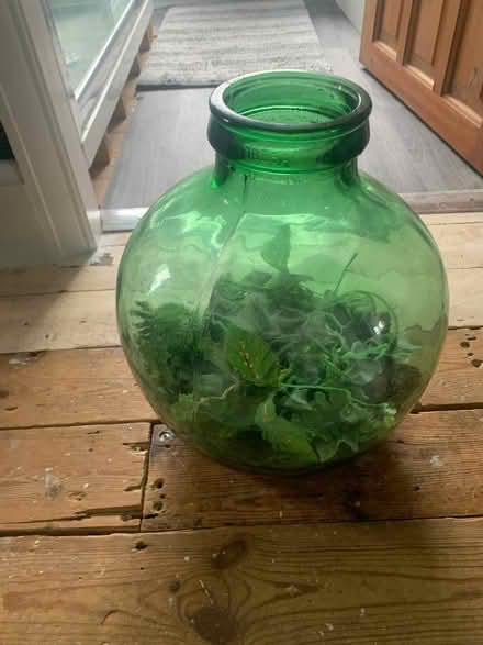 Photo of free Large glass bowl with plastic plants (Stafford ST17) #1
