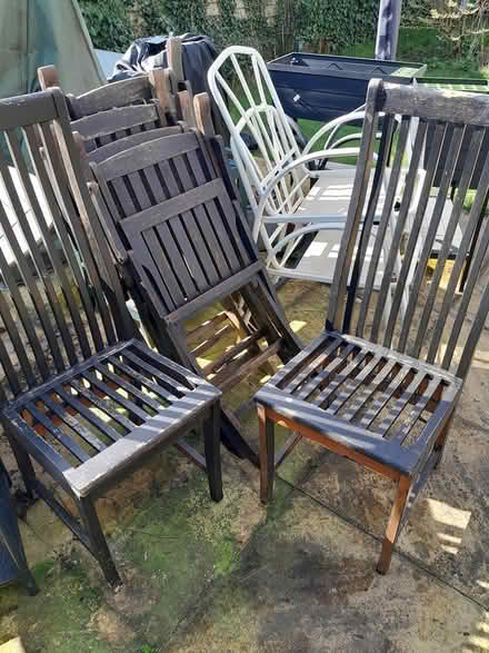 Photo of free Two wooden garden chairs (Bridgnorth High Town WV16) #1