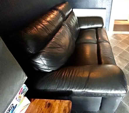 Photo of free Black Leather Sofa (Old Colwyn LL29) #2