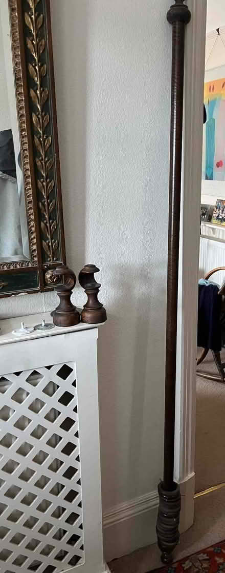 Photo of free Dark wooden curtain pole - length 1.75m (Wokingham RG40) #1