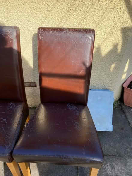 Photo of free 4 brown faux leather dining chairs (Peterculter AB14) #1
