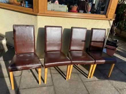 Photo of free 4 brown faux leather dining chairs (Peterculter AB14) #2
