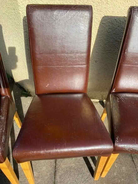 Photo of free 4 brown faux leather dining chairs (Peterculter AB14) #4